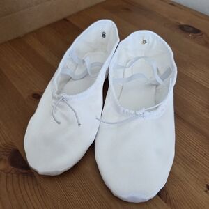 White Slippers Temple Church Ballet Flat Shoes Leather Bottom Baptism Bridal 8